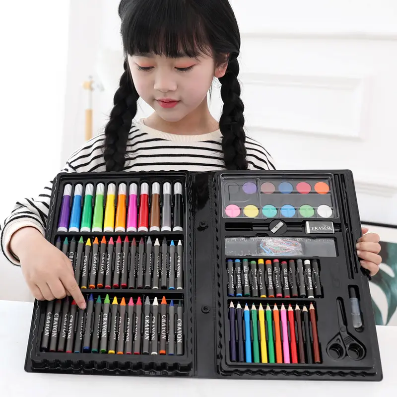 Wholesale china Kids drawing art stationery set with gift box packing back to school stationary for student with logo printing