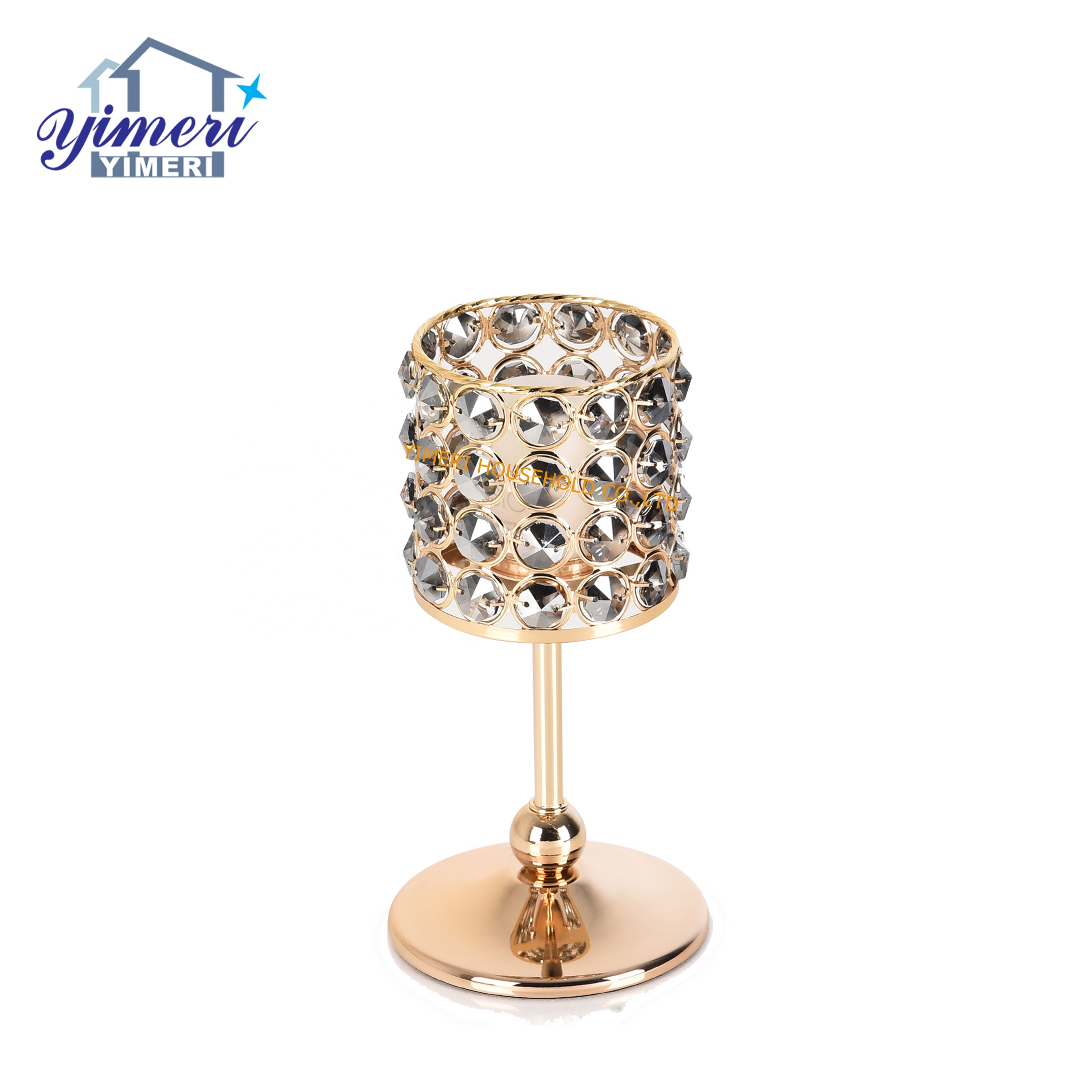 custom creative unique home decoration black crystal candle holders for gifts craft