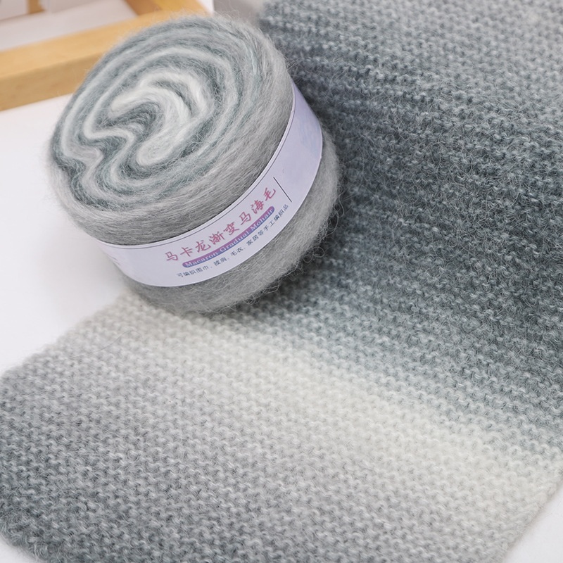 1ply 3ply 50g/25g/100g mohair yarn with gradient rainbow cake thread