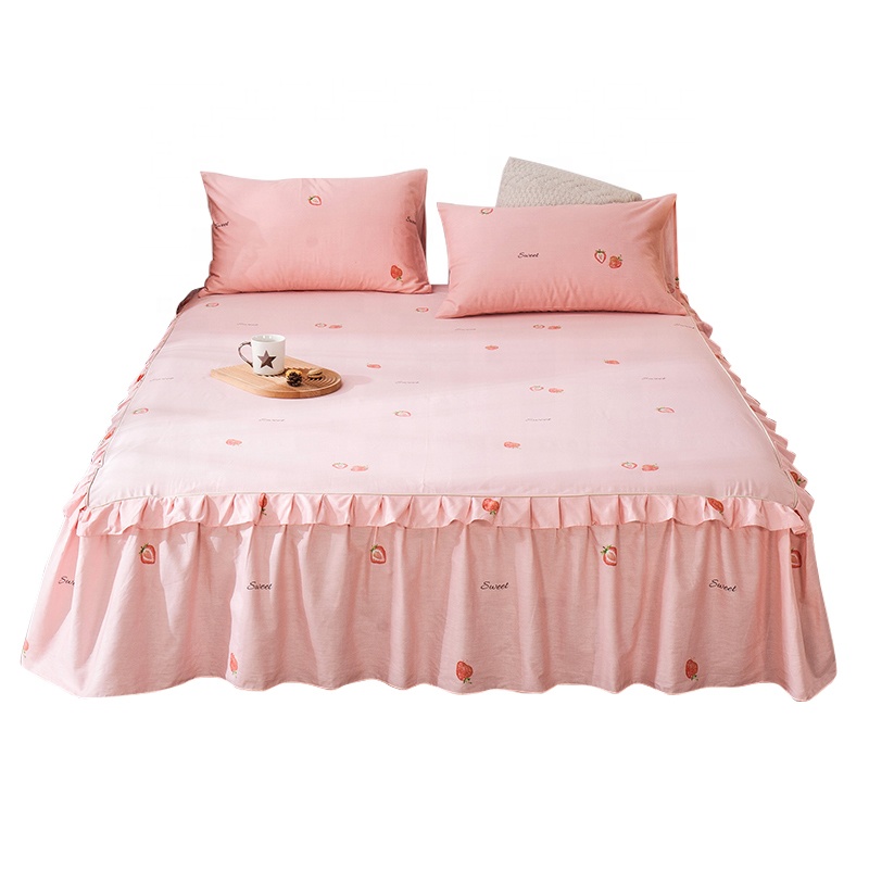Home Beautiful Bed Skirts Cotton Bed Fitted Sheet Bedspread Cover Ruffle Spread Covers for girls