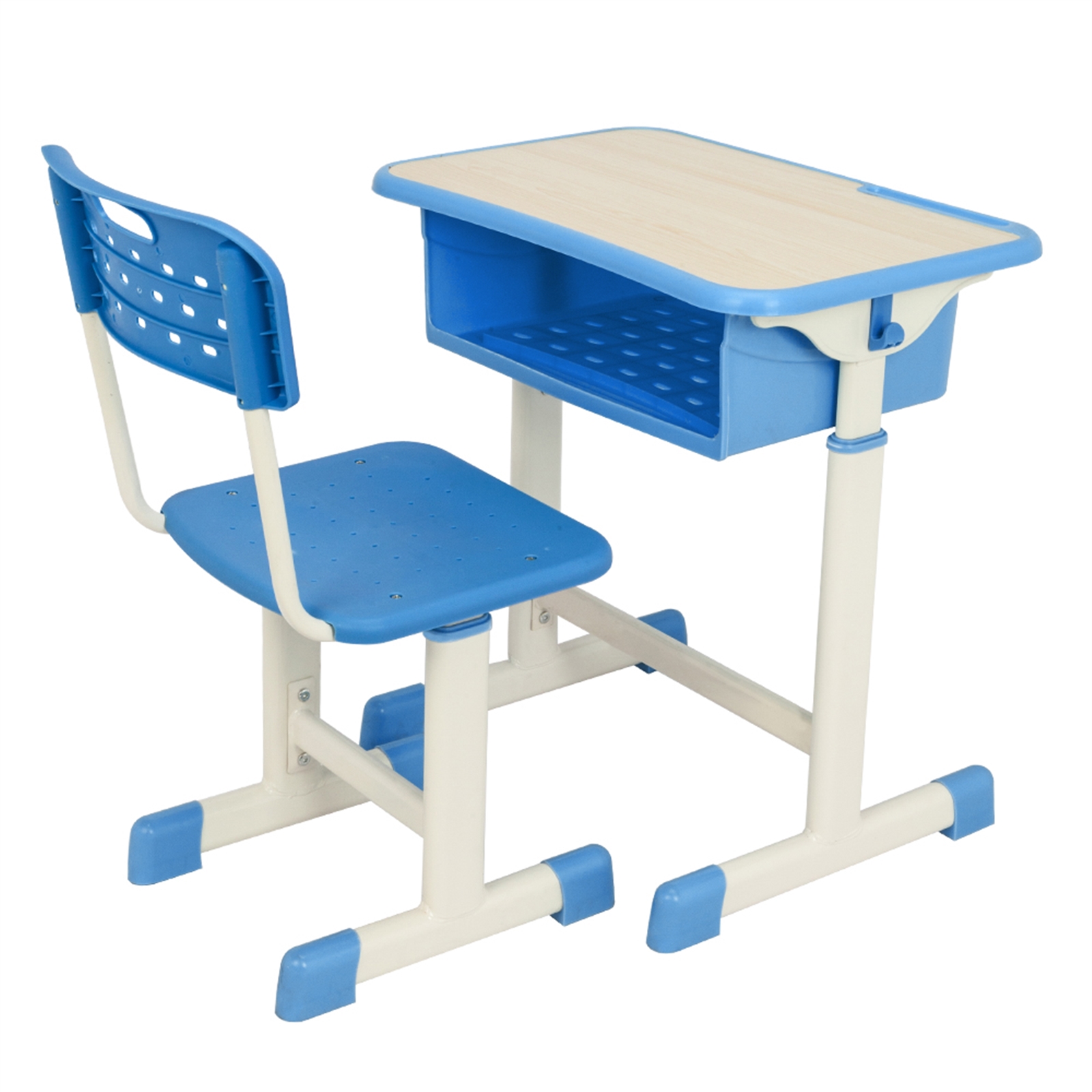 Adjustable Student Desk and Chair Kit Blue School Study Writing Board Student Chair