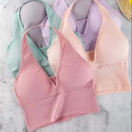 Thread cotton beauty back wrapped bra hanging halter vest Wireless chest wrap Tube Top vest