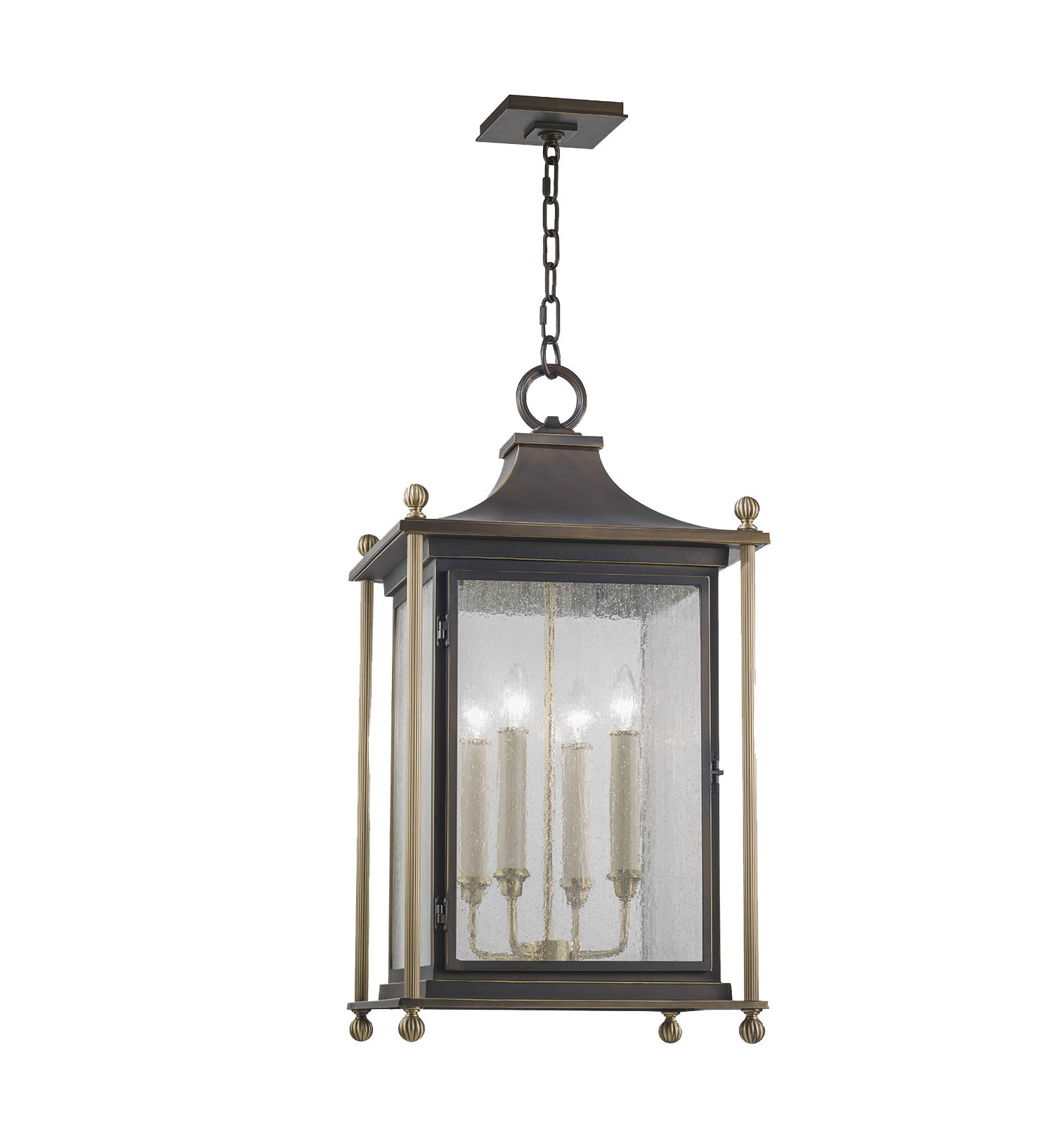 Classical lights Bronze/weather grey 4X60w outdoor chandelier clear seeded