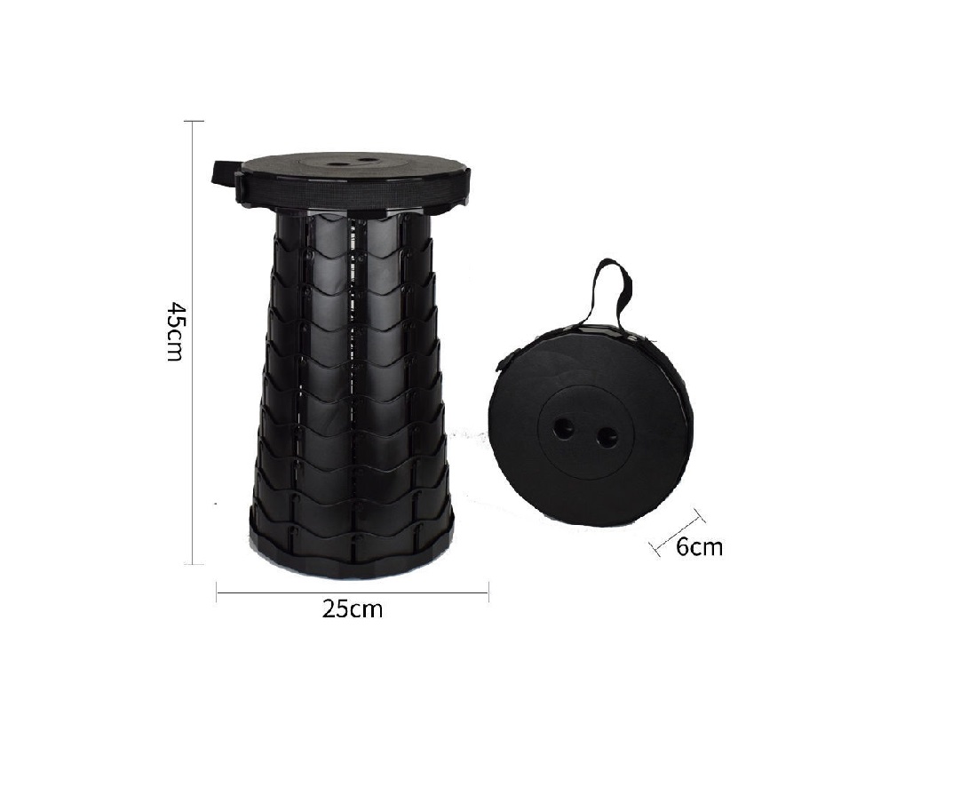 Upgraded Lightweight Seat 400Lbs Load Capacity Indoor Outdoor Retractable Folding Portable Chair Black Telescoping Stool For Bar