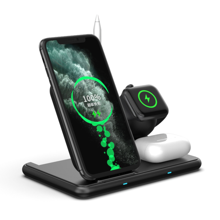 Bidao Foldable Wireless Charger 4 In 1 Quick Qi Wireless Charging Bracket 15w Smart Wireless Phone Charger