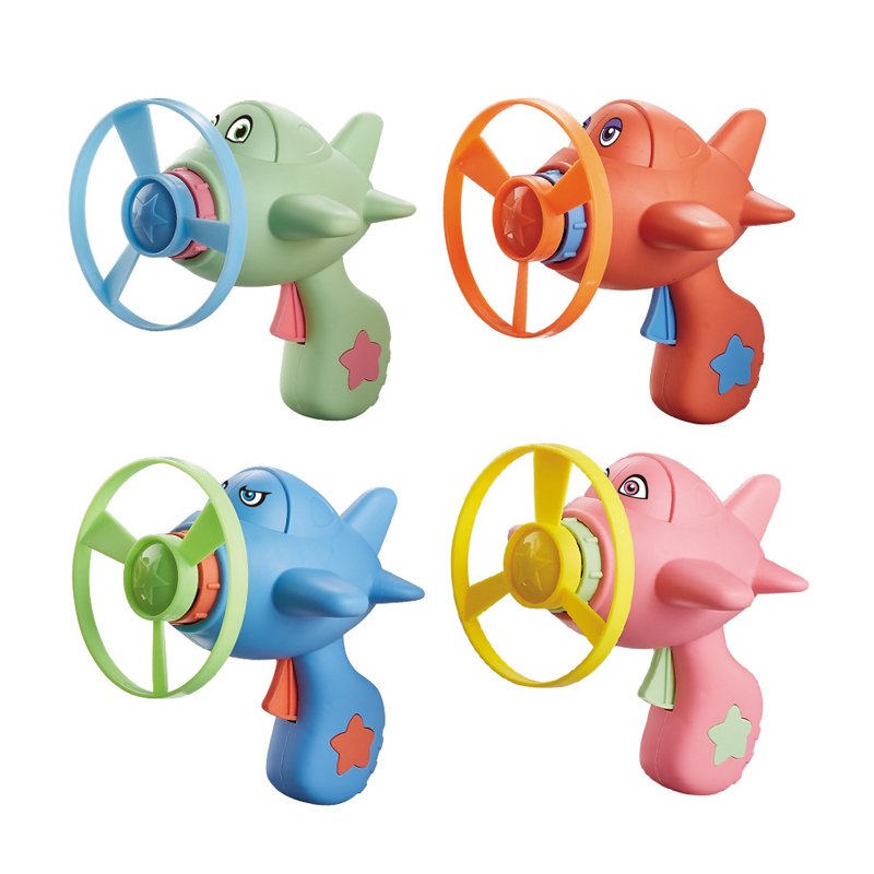 2in1 Plane design catapult flying disc saucer gyro shooting gun toy for kids