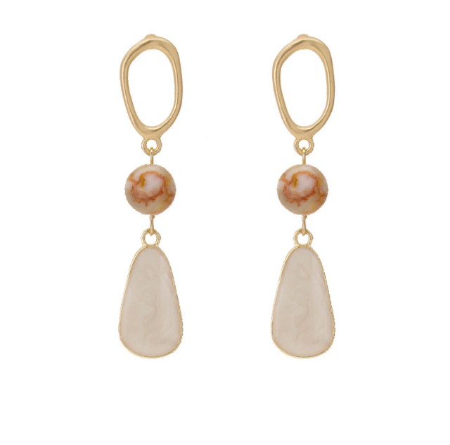 New acetic acid small face Circle Earrings contrast resin personalized Earrings Pierced Earrings female