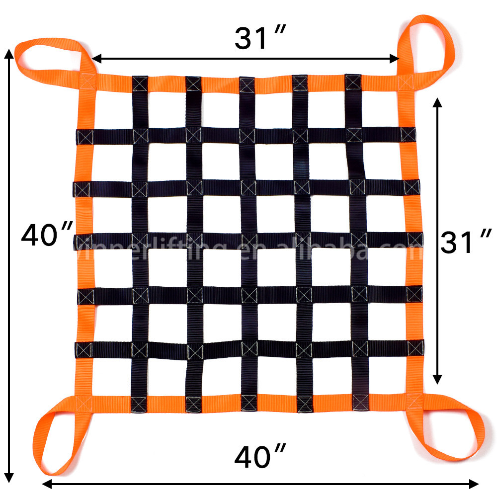 40 "x 40" сверхмощный оранжевый цвет грузовой сети с 4x4 сетки лямки емкость 1100LBS для пикапа и автомобилей