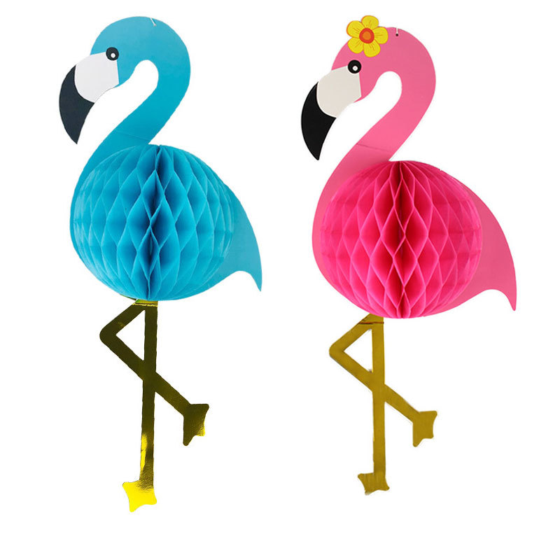 Ins Style Flamingo Watermelon Party Decoration Hanging Wall 3D Honeycomb Paper Manufacturer Party Tissue Paper Decoration Custom