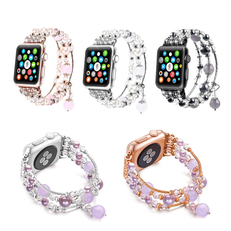 Женский модный шарм для Apple Watch, ремешок с бусинами, роскошный Кристальный жемчуг, сменный ремешок для iWatch серии 5 4 3 38 мм/40 мм