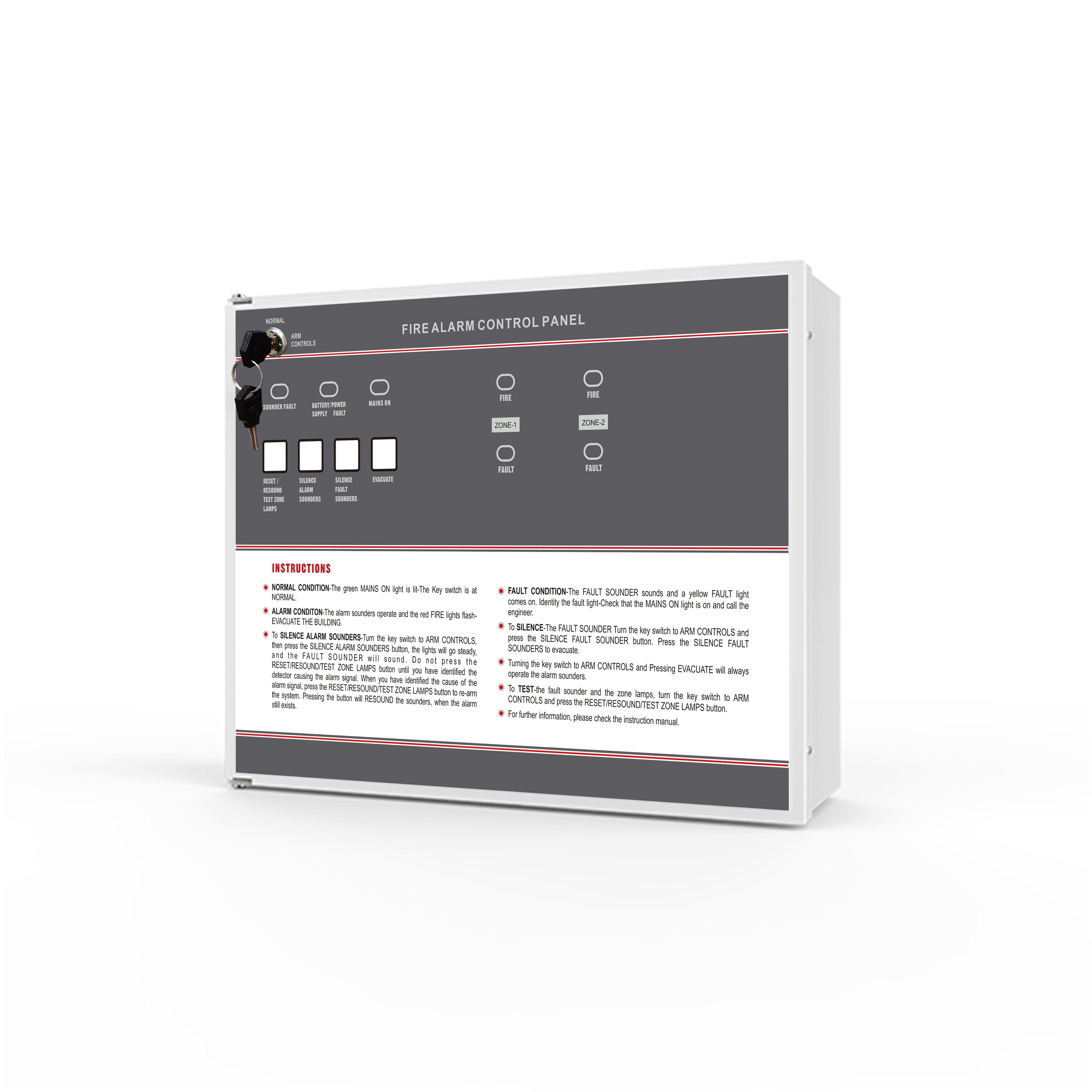 Fire Alarm System AC 220V Power Supply Conventional Control Panel 2 Zones