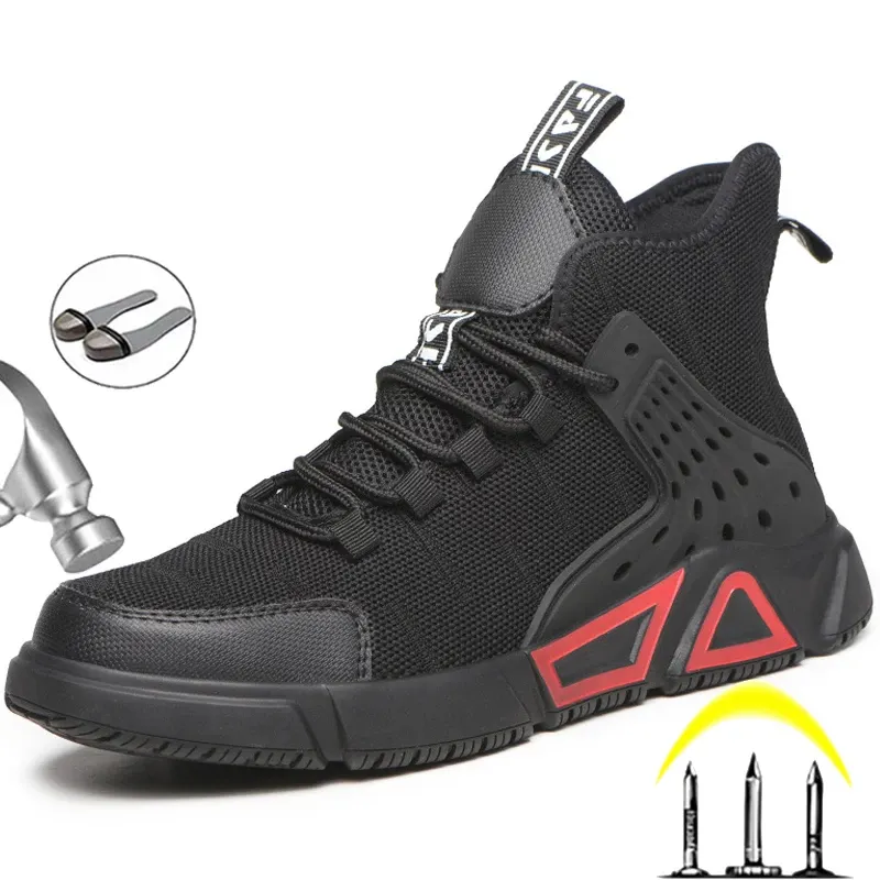Safety Shoes Men Steel Toe Shoes Work Boots Anti-puncture Work Sneakers Shoes Lightweight Trainers