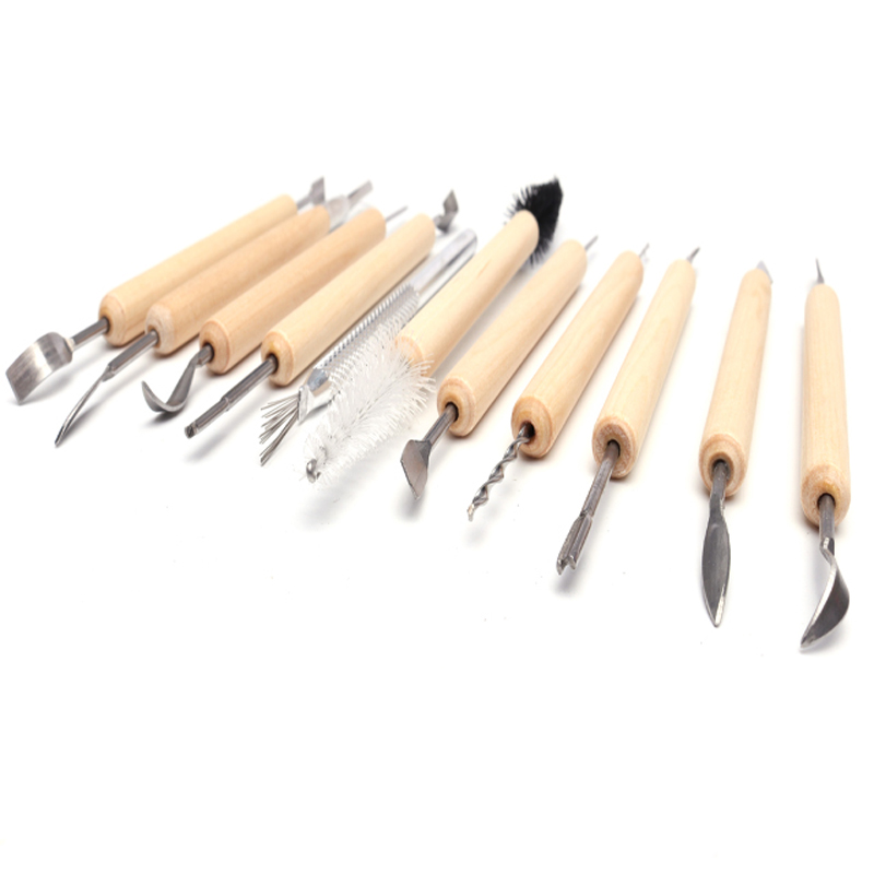 11 Pcs Wooden Carving Kit Pottery Ceramics Clay Sculpture Knife Tool