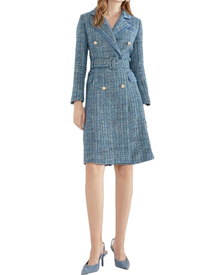 OEM ODM Vintage Long Trench Coat Suit Tweed Coat For Women