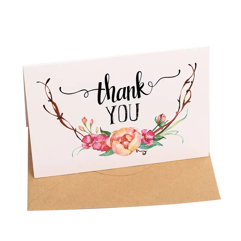 Low MOQ Small Business Thank You Cards Mini Customize Recycled For Shopping Paper Card With Logo