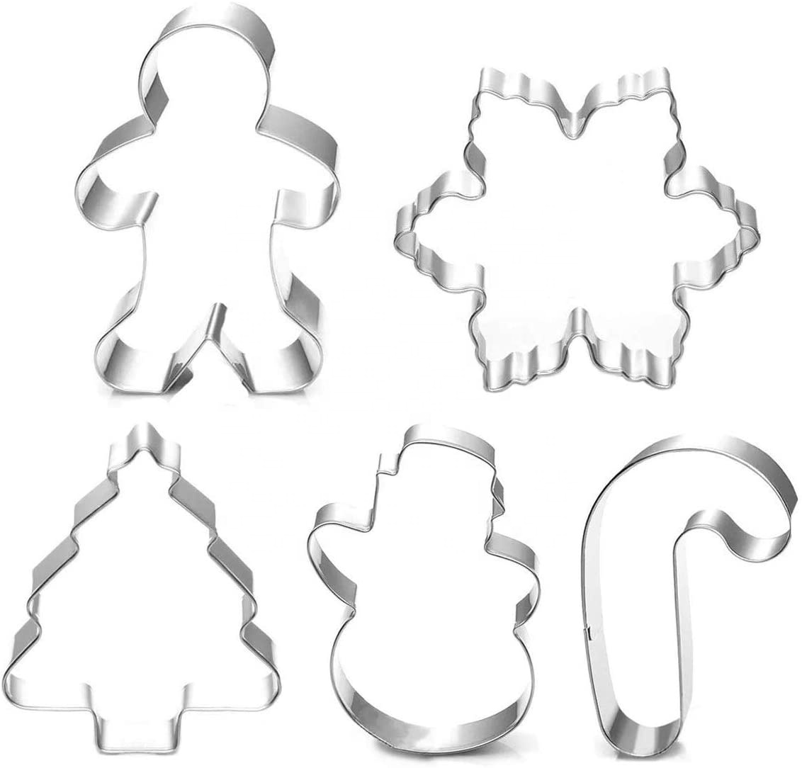 Christmas Cookie Cutters Set Stainless Steel Metal Cookie Cutters Biscuit Baking Shape Stencil Tools