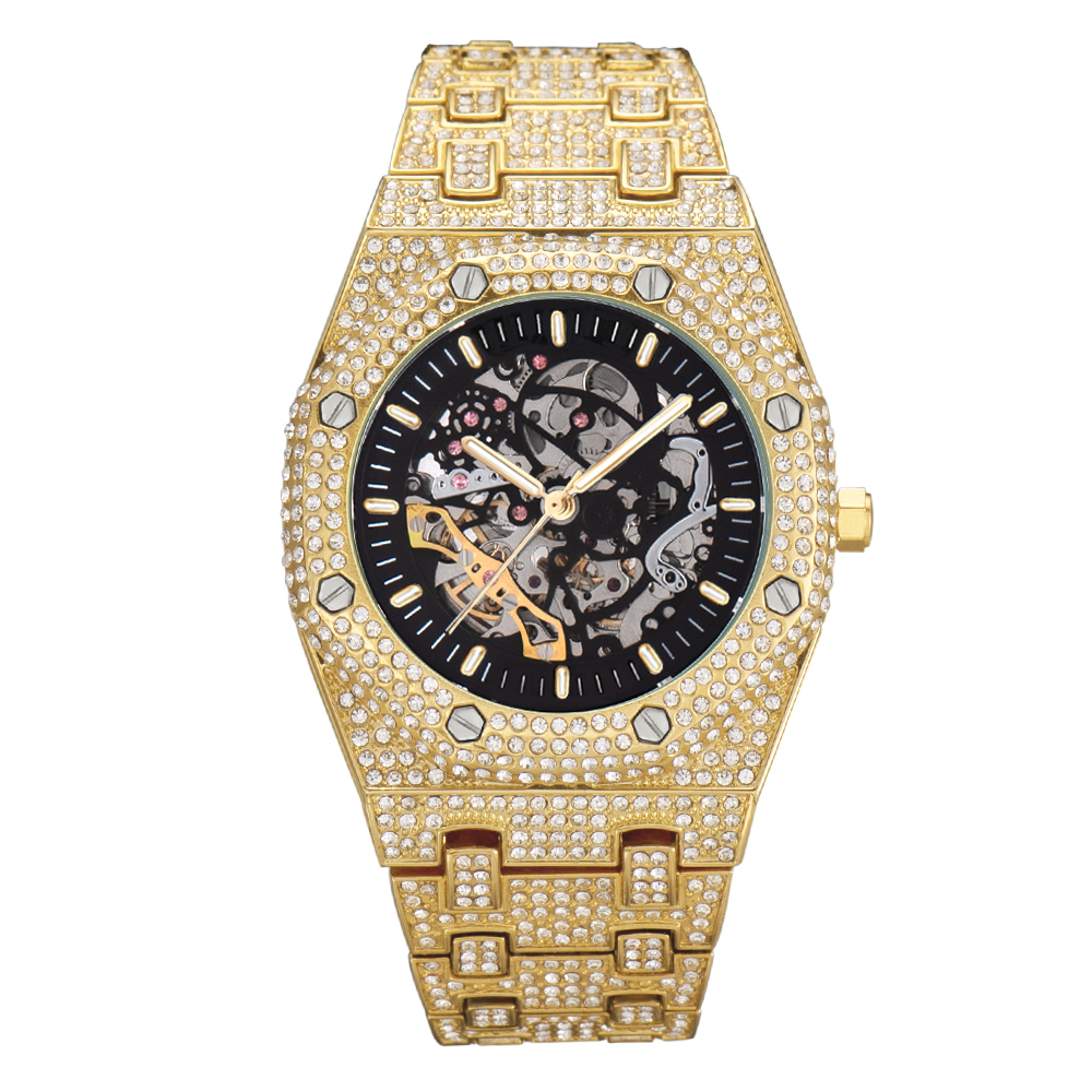 ZJW1536 Hip hop full diamond hollowed out mechanical watch fashion personality new men's Watch