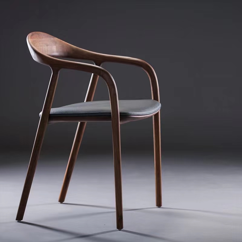 Modern Simple Solid Wood Dining Chair Creative Nordic Backrest Oak with Cushion Dining Chair Study Restaurant Chair