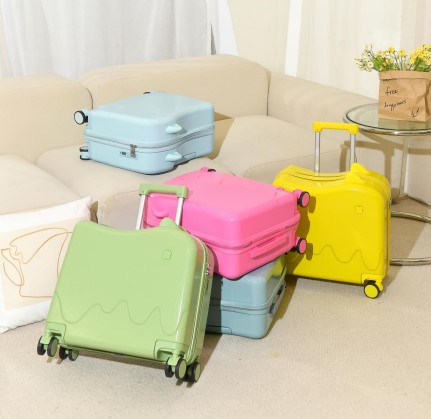 Ice Cream Shape Kids Luggage With Seat On Light Weight Hand Bags For Boy Girl Travel Suitcase