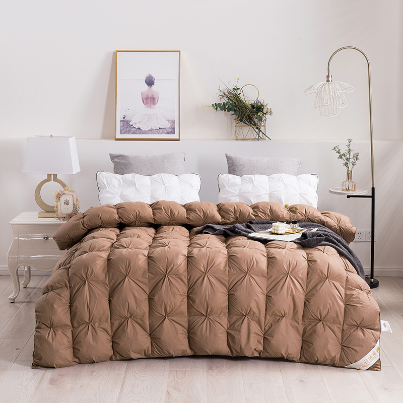 Luxury Soild Grey White Pink Cotton 100% Cotton King Full Queen Pinch Pleat Comforter Bedding Set Sets