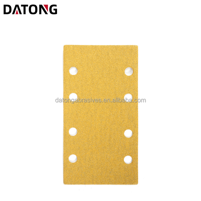 Datong factory High quality abrasives sand paper 95x180mm 8holes Grit 100 yellow Sanding Disc For Metal and Wood