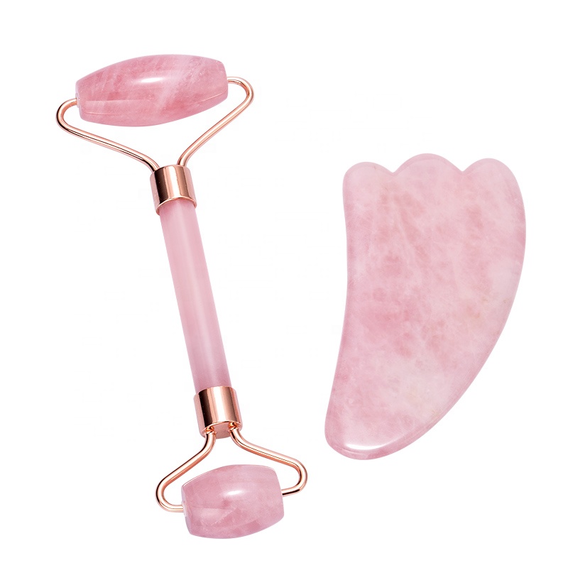 Manufacturer Custom Logo Facial Massage Double Ends Gua Sha Set Crystal Stone Noiseless Portable Jade Roller Gua Sha Set