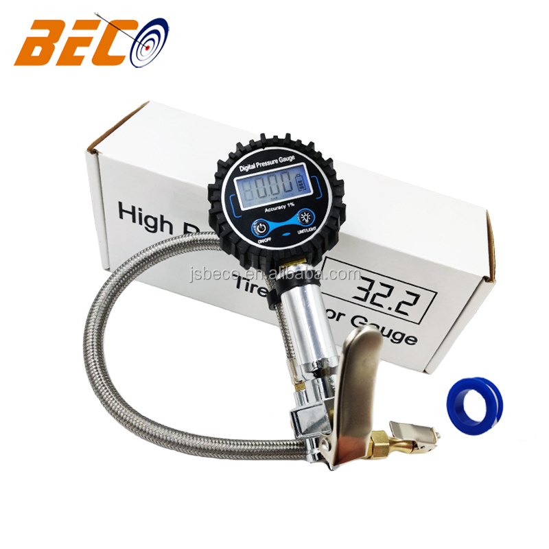 Цифровой манометр для шин Beco 250 PSI для грузовиков, внедорожников, цифровой насос для шин с тканым шлангом из нержавеющей стали