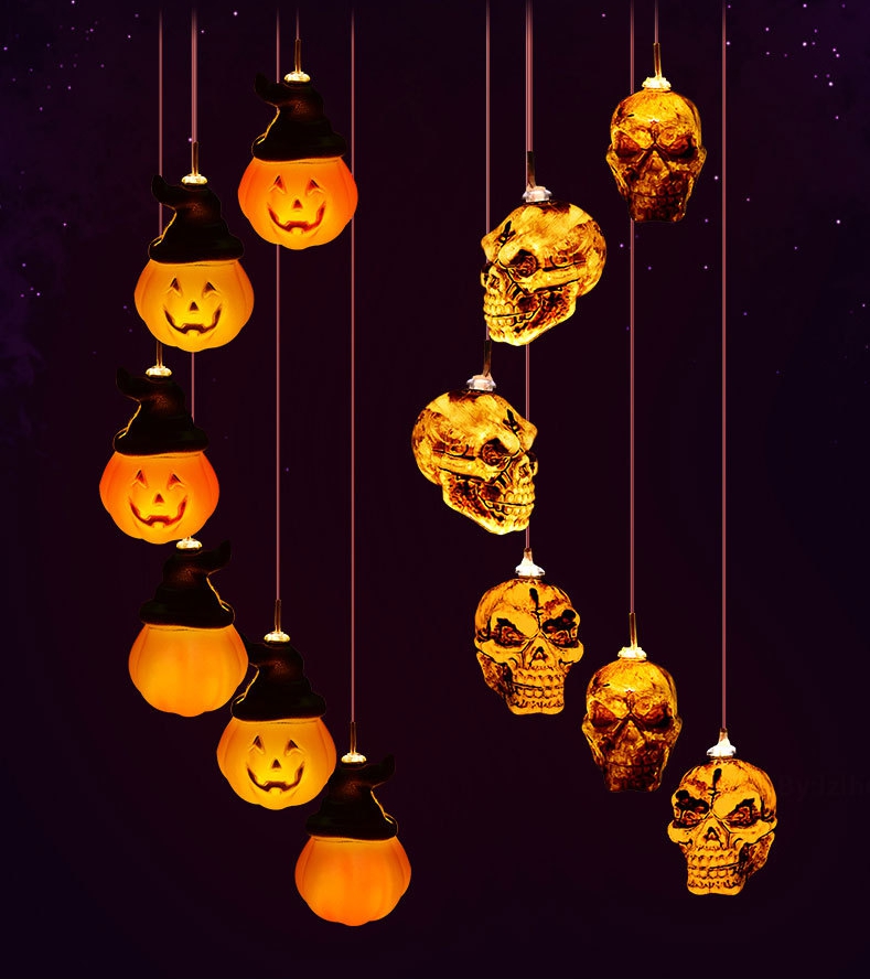 Halloween Outdoor Waterproof Garden LED Solar Light Pumpkin Solar Wind Chime Light