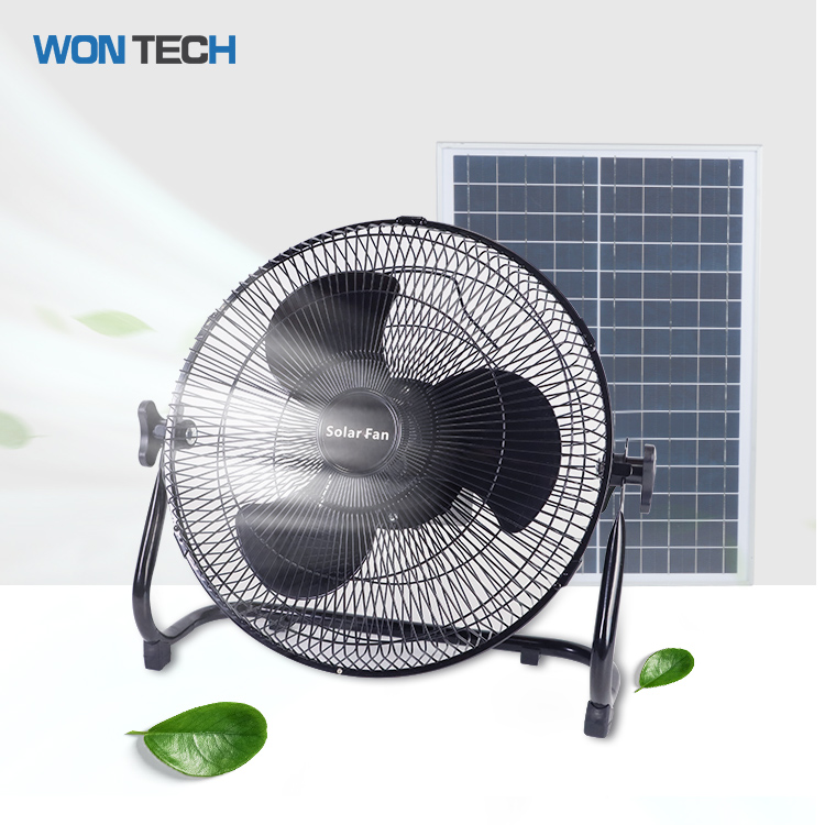 12 Inch 15W  DC Solar Fan Solar Powered AC DC Rechargeable Fan Price Cheap Solar Fan