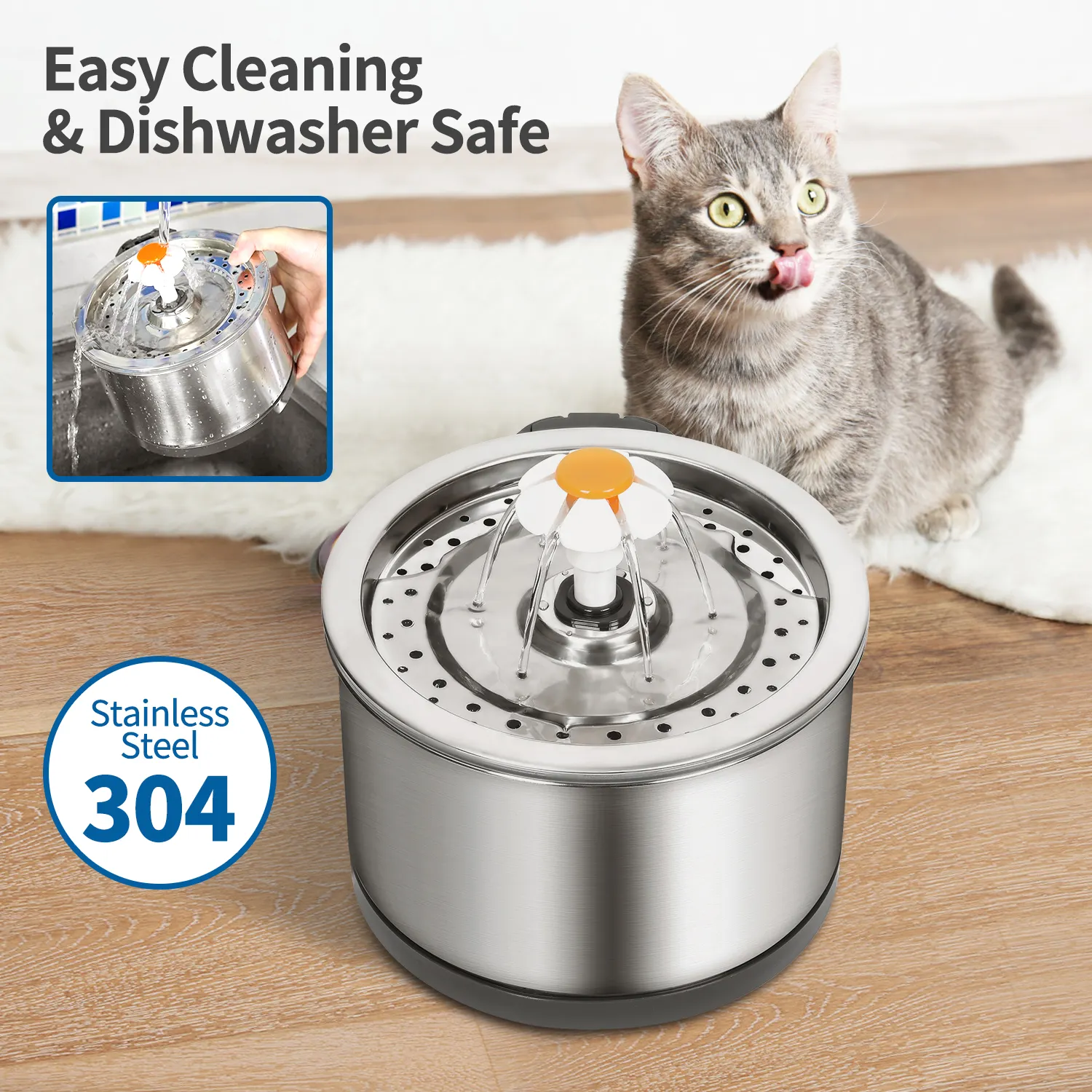New Round Dispenser Fountain Sale Cat Smart Feeder Pets Steel Stainless Pet Water Fountains For Pets