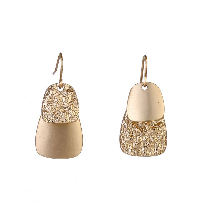 Koran Style Fashionable Matte Golden Earring Fingernail Earring Irregular Square