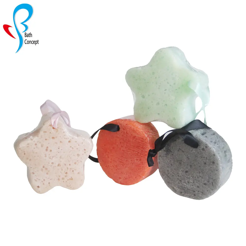 Private label oem custom natural scented Infused-soap body sponge soap body wash sponge with soap inside