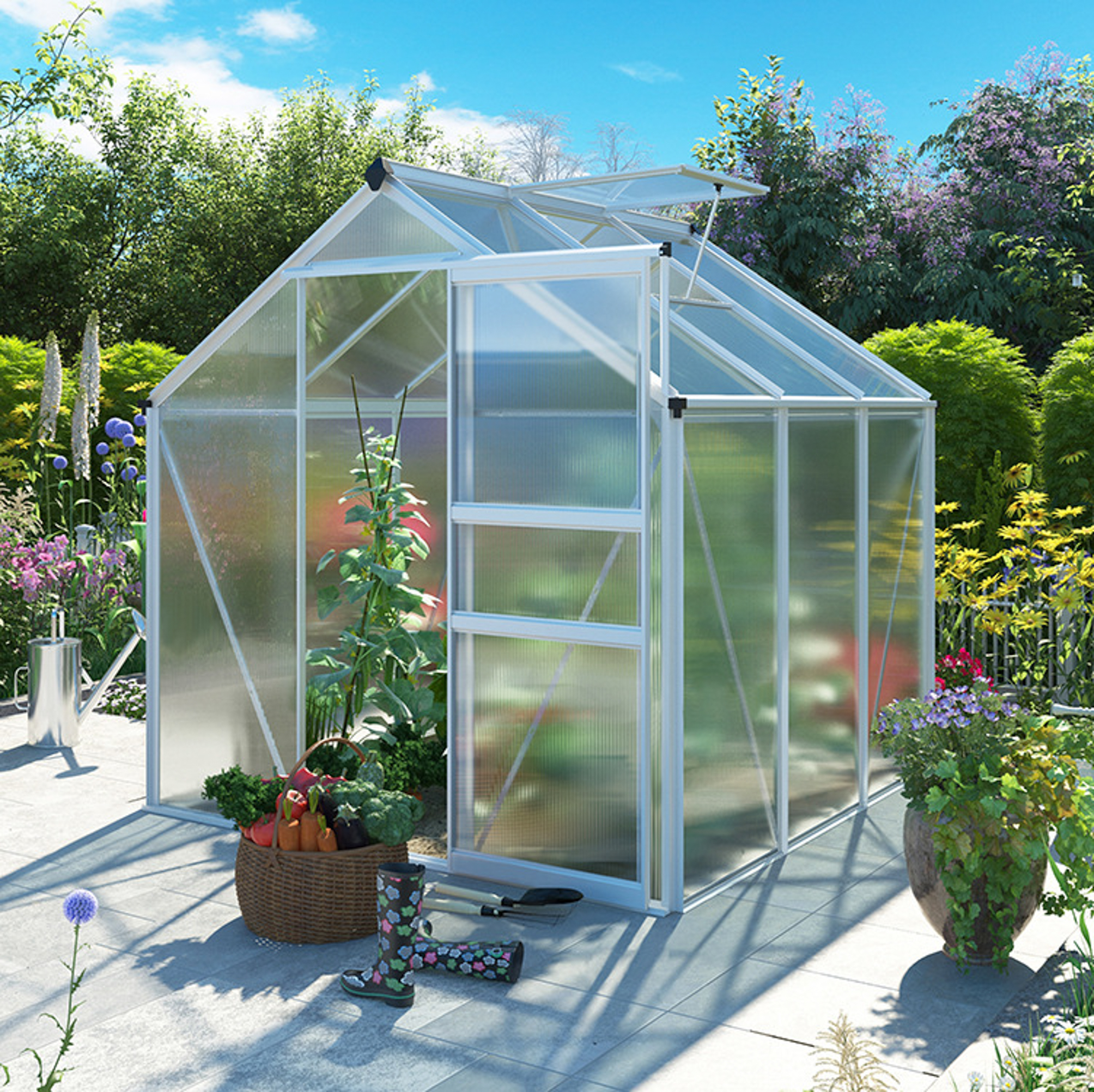 Waterproof Polycarbonate Outdoor Aluminium PC garden Greenhouse