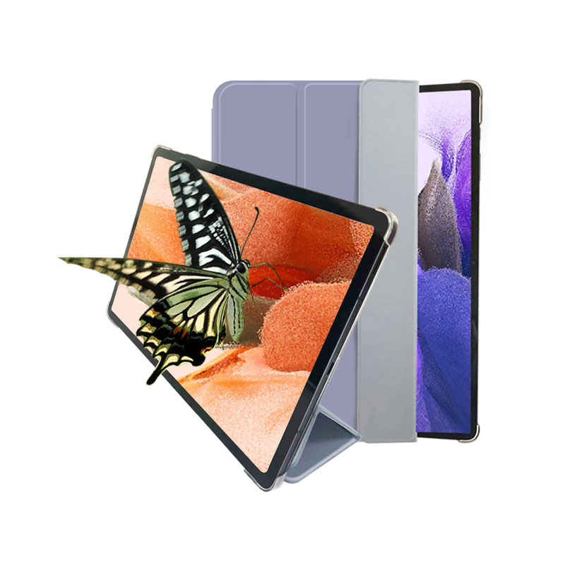 Чехол для 2021 Samsung Galaxy Tab S7 FE 12,4 Inch/SM-T730 противоударный чехол с складываются в три раза Стенд Прозрачный задний корпус и Авто Режим сна/Пробуждение