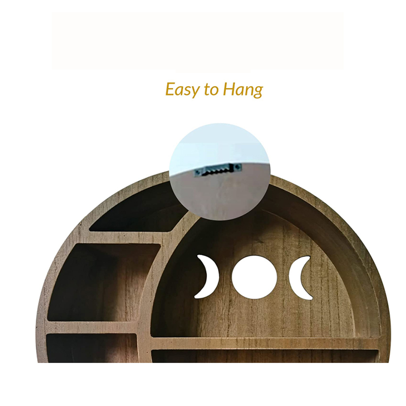 Living Room Bedroom Decor Hanging Storage Display Wall Mounted Moon Shelf Wooden Floating Wall Shelves
