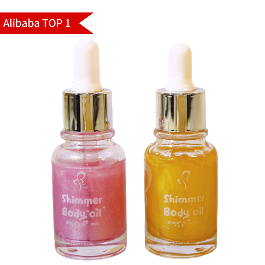 10 pieces can buy Private Label Drying Shimmering Paraben Free Moisturizing Glow Glowing Glitter Shimmer Body Oil
