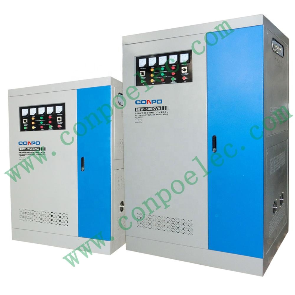 SBW-30/50/100/150/200/300/400/500/600KVA 3 фазы серводвигатель переменного тока автоматический стабилизатор напряжения AVR 380/400/415V