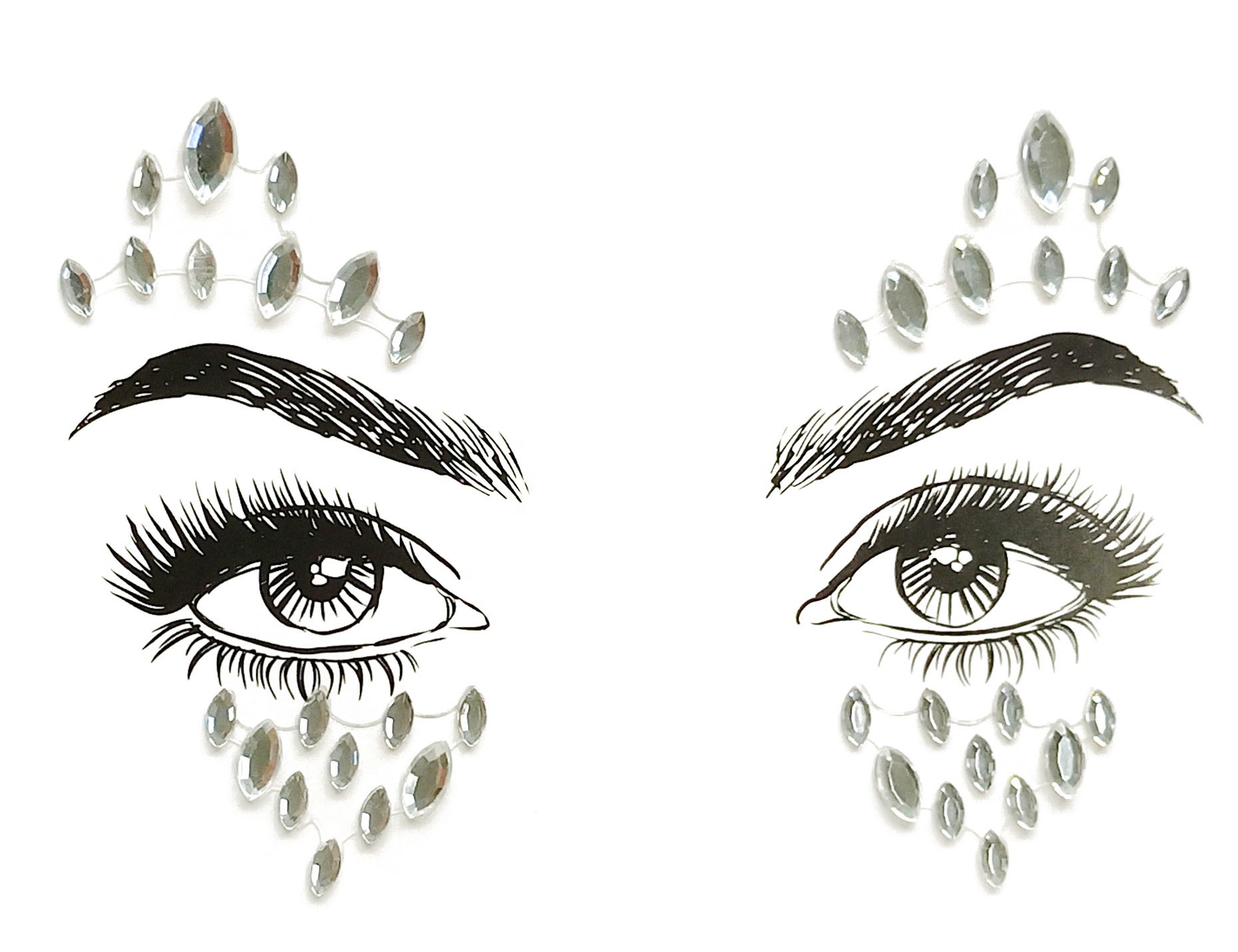 Davlon Eye Jewels Glitter Tattoo Eye Sticker Rhinestone Body Sticker Face Sticker Crystal Tattoo Mermaid Face Jewels