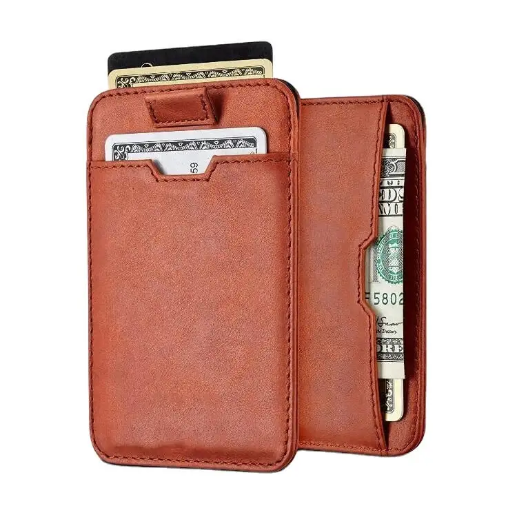 New Arrivals Credit Cards Holder Purses Genuine Leather Mini Wallet RFID Tanned Leather Card Holder