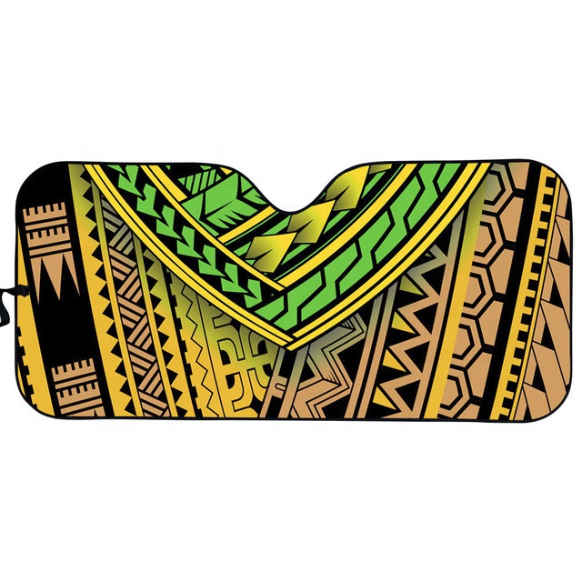 Outdoor Uv Protector Hibiscus Polynesian Plumeria Print Sun Visor Vehicle Custom Fit Foldable Sunshade For Cars Visors