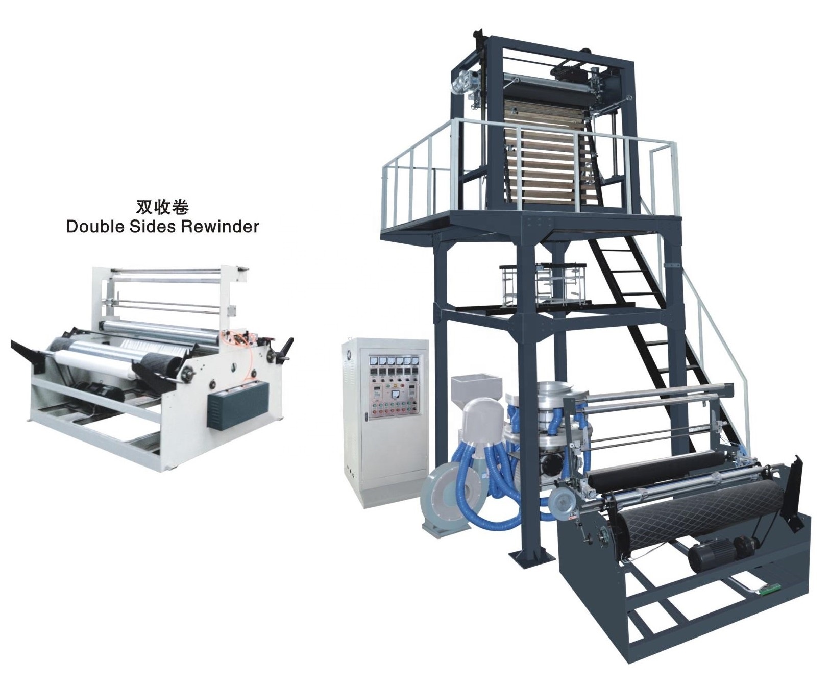 Высокоскоростная машина для выдувания пластиковой пленки hdpe ldpe rotary die double winder
