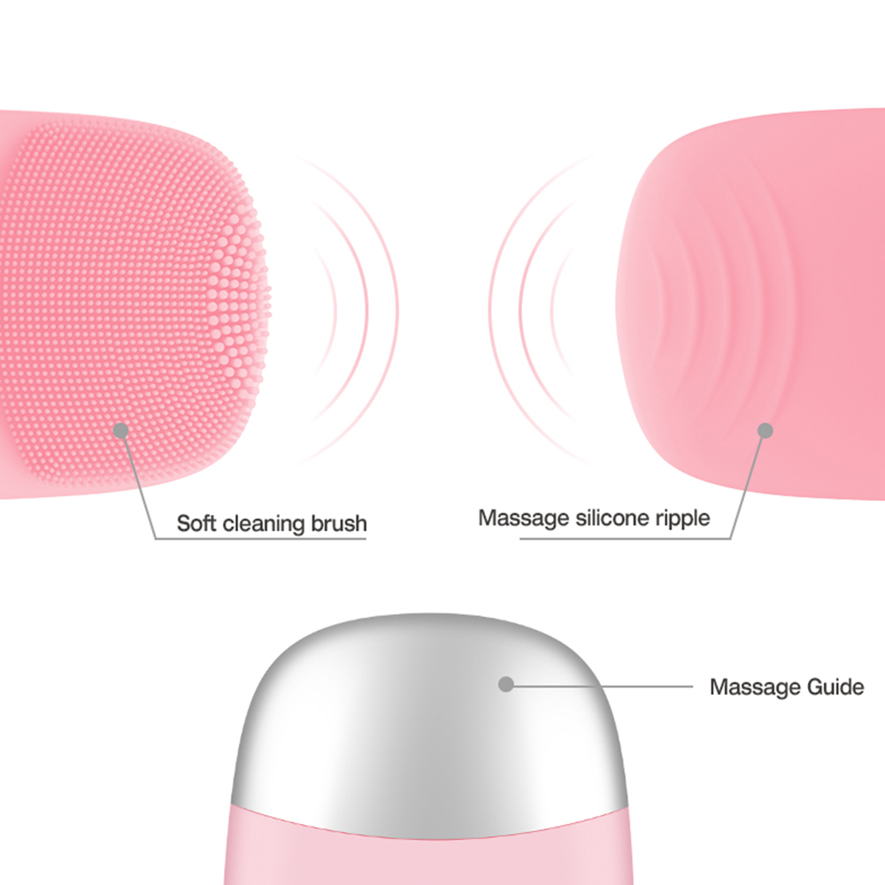 Portable mini rechargeable deep pore cleansing silica gel cleansing brush