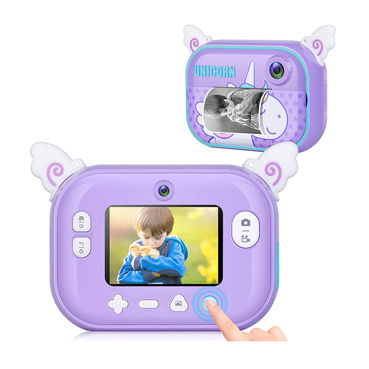 Instant Print Selfie Camera For Kids, Digital Zero Ink Video Camera 1080P FHD Rechargeable Kids Learning Camera//