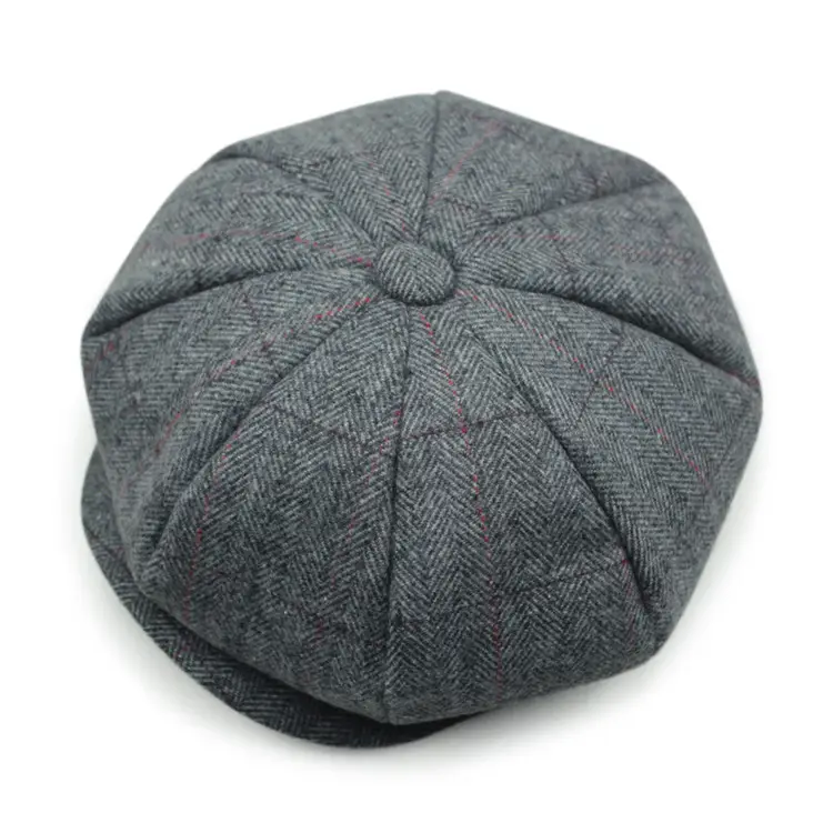 Fashion plaid checked fabric winter hat plaid ivy cap newsboy tweed cap wholesale