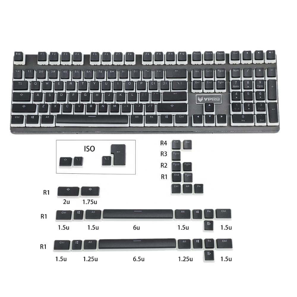 Клавиатура PBT Dual Shot Word Through ANSI ISO для MX механической клавиатуры Corsair Razer Ducky SF KBD75 68 Keychron