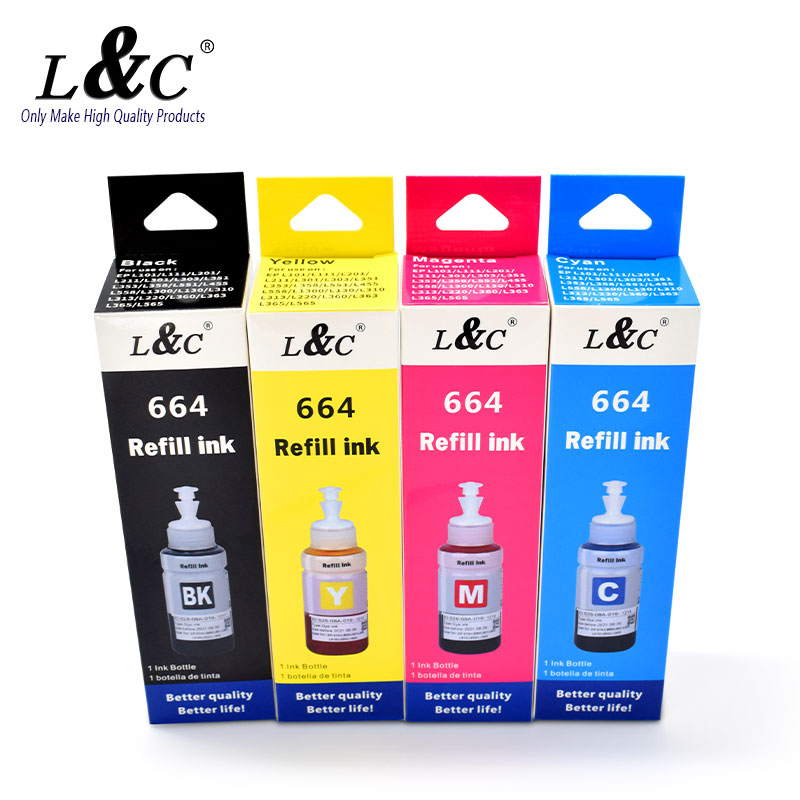 Набор чернил для заправки Epson L100/L101/L110/L120/L130/L200L201/L210, 664 цветов