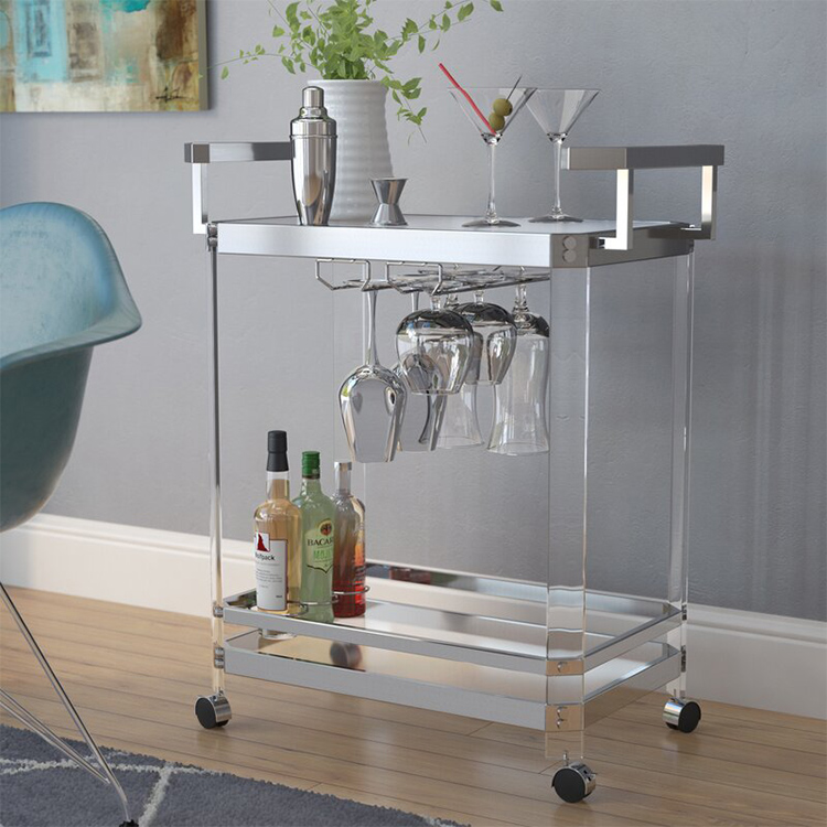 Unique 3 Tier Acrylic Wheel Bathroom Trolley Acrylic Trolley Organiser For Lash Tech