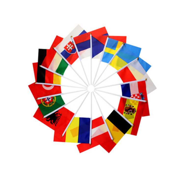 Wholesale Mini Stick Handheld Waving Flags Custom Logo Rod Flags Manufacture's All-Country Polyester and Plastic Banners