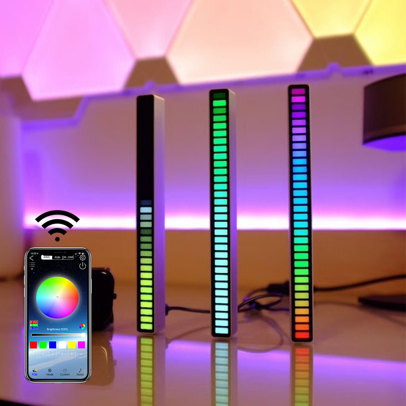 Amazon 2021 New Car Rhythm Light Sound Voice-Activated Pickup Rhythm Lights Creative Smart APP Control Ambient TV Light