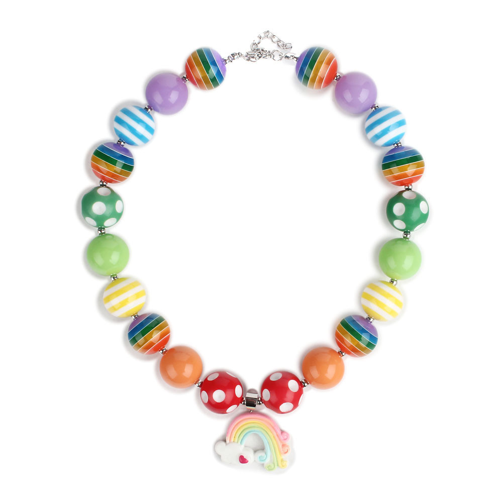 Korean Version Of Sweet Children's Clothing Soft Clay Rainbow Pendant Girl Children Beaded Necklace